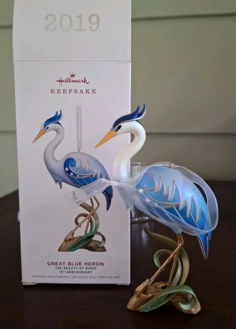 2019 Hallmark Keepsake Great Blue Heron Ornament 15th Anniversary QGO2439